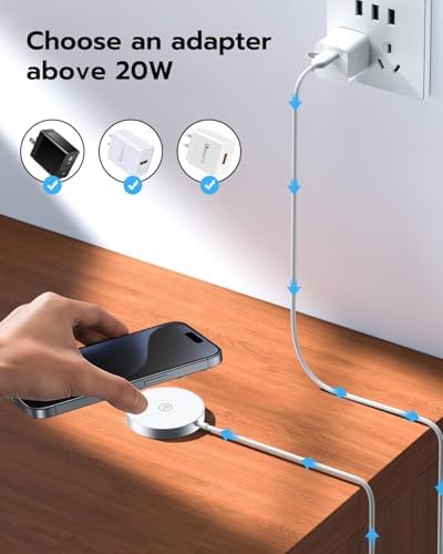 Dual Pack 15 W Magnetic Wireless Charging Pads – Fast, Efficient Mag Safe Compatible Chargers for i Phone 16/15/14/13/12 Series – Safe & Secure Charging Solution with Extra-Long Cable and FCC/CE Certification for Optimal Performance