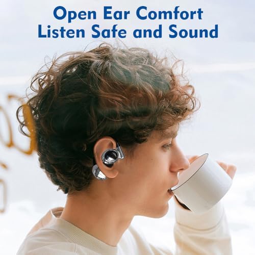 Premium Open-Ear Wireless Earbuds with Bluetooth 5.3 – Advanced Environmental Noise Cancellation for Enhanced Sound Clarity – Ergonomic Sports Headphones with Secure Fit and LED Charging Case – Ideal for Running, Cycling, and Active Lifestyles