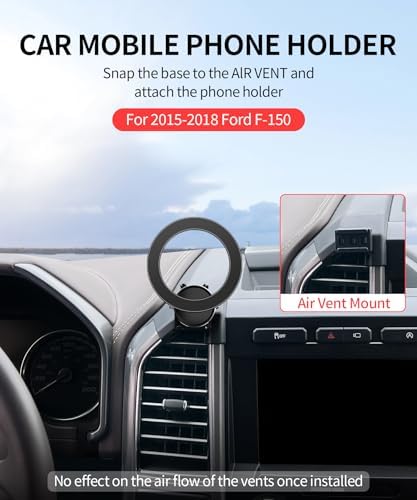 Ford F-150 2021-2024 Car Phone Holder – 360° Rotating Mag Safe-Compatible Mount for Secure, Hands-Free Use Without Obstructing Air Vents – Durable, Easy-Install Accessory for Modern Drivers