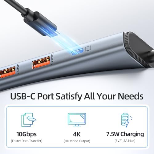 Ultimate 7-in-1 USB C Hub HDMI Adapter for Mac Book Pro & Air – High-Speed 4 K HDMI, Dual USB 3.0, SD/TF Card Reader, and 100 W Power Delivery – Compact and Durable Dongle for Seamless Connectivity with Dell XPS & Lenovo Think Pad