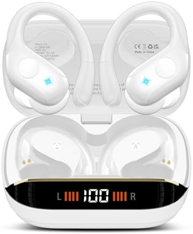 Ultimate Bluetooth 5.4 Sports Earbuds: 75-Hour Playtime, IP7 Waterproof, Deep Bass Sound, and Ergonomic Comfort for Active Lifestyles – Perfect for Runners and Gym Goers with LED Battery Indicator for Effortless Monitoring