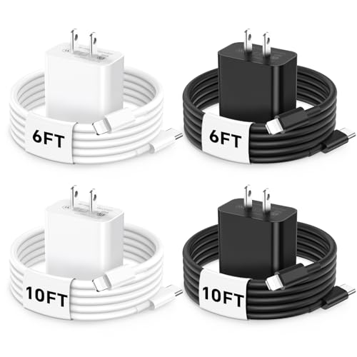 Rapid Charge Power Duo: 20 W PD i Phone Charging Set with 6 ft & 10 ft USB-C Cables for Seamless Compatibility with i Phone 14/13/12/11 Pro and i Pad – Unmatched Portability & Fast Power Solutions for Everyday Use