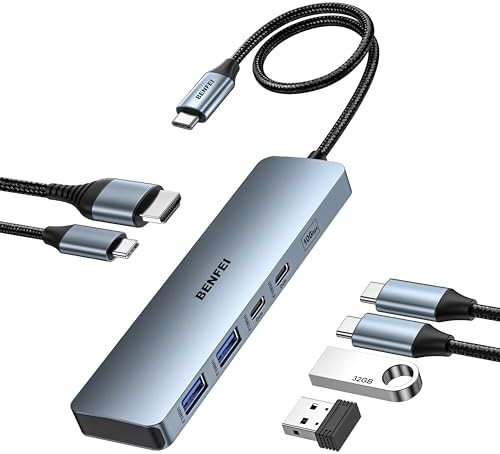 Transform Your Workspace with the BENFEI 6-in-1 USB C Hub: 4 K HDMI Output, Lightning-Fast 10 Gbps Data Transfer & 100 W Power Delivery for i Phone 15 Pro/Max, Mac Book & i Pad Pro – Ultimate Connectivity Solution for Professionals and Tech Enthusiasts!