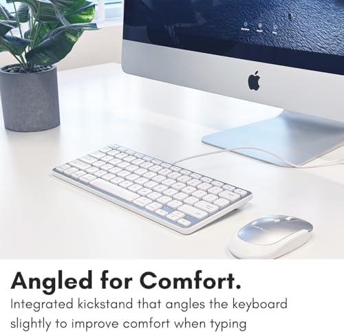 Elevate Your Workspace with the Macally Compact Keyboard for Mac – Sleek 78-Key Wired Design with USB Hub (3 Ports) for Ultimate Versatility – Perfect Apple-Compatible Accessory in Stylish Silver Finish for Enhanced Productivity and Seamless Connectivity