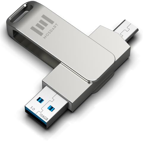 MOSDART 256 GB USB 3.1 Dual Flash Drive – Lightning-Fast Data Transfer for i Phone 15/16, Android, i Pad & Mac Book – Versatile USB-C & A Compatibility – Portable Keychain Design with LED Status Indicator