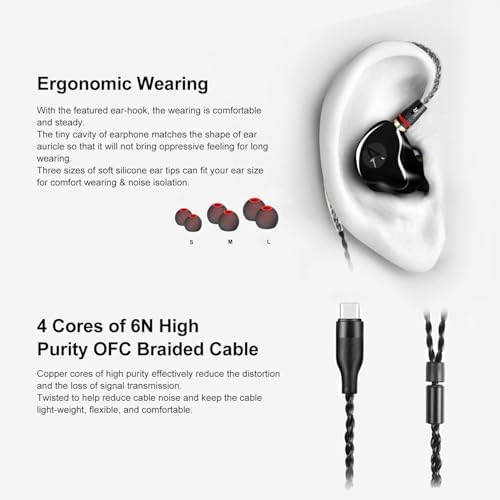 High-Fidelity Dynamic Balance Wired In-Ear Earphones – Unleash Rich Sound with Dual Dynamic Drivers for Immersive Audio & Deep Bass – USB-C Compatible Earbuds Tailored for Gamers and Music Enthusiasts – Ergonomically Crafted for Comfort with a Chic Black Aesthetic