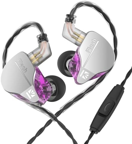 Transform Your Sound Journey with keephifi KBEAR Flash Hi-Fi Earphones – Premium Dual Driver Hybrid In-Ear Monitors in Stunning CNC Aluminum Alloy, Featuring Detachable 2 PIN-C Cable for Customization and Ergonomic Comfort for Extended Listening Sessions (Purple, Without Mic)