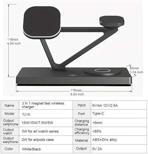 Revolutionize Your Charging Routine with the All-in-One Magnetic Wireless Charger: 3-in-1 Travel Station for i Phone 15, 14, 13, 12 Pro – Effortless Power for Apple Watch Series & Air Pods 3, 2, Pro (T216 White) – Ultimate Fast Charging Solution for On-the-Go Apple Users