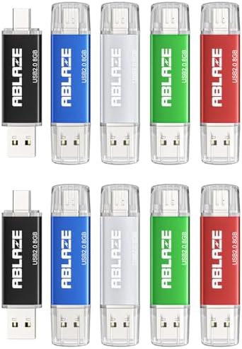 ABLAZE 128 GB Dual USB C Flash Drive 2 Pack – Ultra-Fast USB 3.0 & Type C Compatibility for i Phone 16/15, Android Devices, Laptops & Tablets – Perfect for On-the-Go File Transfers and Data Storage Solutions