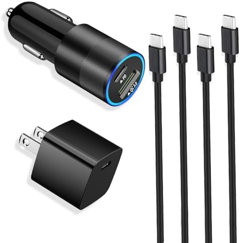Ultimate USB C Fast Charger Kit for Google Pixel 9/9 Pro, Samsung Galaxy S24 – 30 W PD & QC 3.0 Car Adapter, 20 W Wall Block, Dual 3.3 ft Type C Cables for Rapid Charging Efficiency and Versatile Device Compatibility