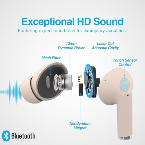 Naztech Xpods PRO True Wireless Earbuds – Advanced Noise Cancelling Sports Earbuds with Touch Control, IPX4 Waterproof Design, High-Definition Sound, Secure Fit for Active Lifestyles, Wireless Charging Case Included – Red Edition for Enhanced Mobility and Performance
