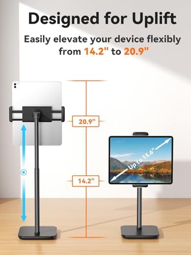 Tounee 360-Degree Ergonomic Tablet Stand – Ultimate Adjustable Desk Holder for i Pad Pro 12.9, Surface Pro & All 4.7-15.6″ Devices – Sturdy Clamp Design in Sleek Black for Enhanced Comfort and Productivity