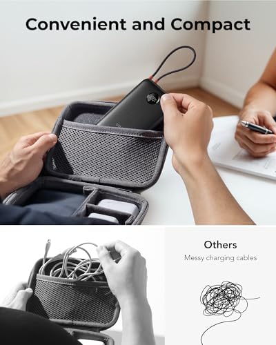 Slim Pink Portable Charger 10000 m Ah – USB-C Power Bank with Built-in Cable & LED Display for Fast Charging – Travel-Friendly Battery Pack Compatible with i Phone 16, 15, Samsung S24, S23 – Ultimate Convenience & Style