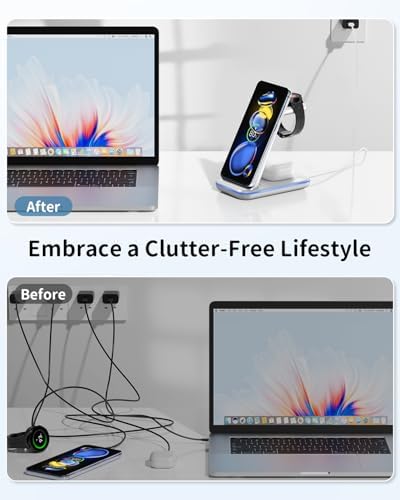 Revolutionize Your Charging Routine with the Joy Geek 3-in-1 Wireless Charger Station for Samsung Devices – Fast Charging Dock for Galaxy Watch7 Pro/4/3/Active2/1, S24/S23 Ultra/S22/S21/S20/Note 20, Z Fold & Flip, and Buds 3 Pro – Enhanced Compatibility, Sleek Design, and Built-in Safety Features for Efficient Power Management