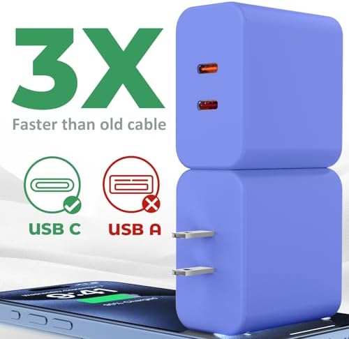 40 W Dual-Port USB-C Fast Charger for i Phone 15/16/14/13/12/11 Pro Max & Samsung – High-Speed Compact Charging Block with Power Delivery & Quick Charge for Home and Travel Efficiency