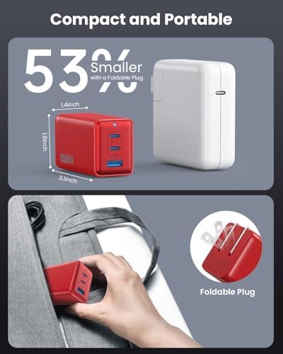 Ultimate 150 W USB-C Charging Hub – Compact Multi-Device Power Adapter with 3 Fast-Charging Ports for Mac Book Pro, i Phone 16, Galaxy S24, and Dell Laptops – Enhanced Efficiency with Ga N Technology for Professionals on the Go