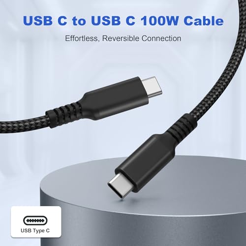 Basesailor 10 ft USB C to USB C Power Delivery Charging Cable – 100 W Fast Charger for i Phone 16/15 Pro Max, Mac Book, i Pad Air 4/5, Mini 6, and Samsung Galaxy S22/S23/S24/S25 – Durable 2 Pack for Enhanced Speed and Efficiency