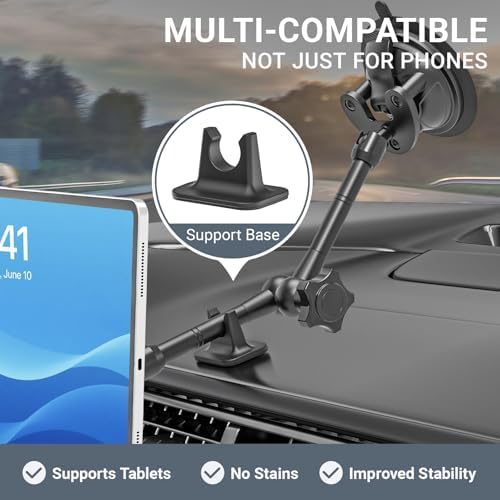 Premium Adjustable Magnetic Car Tablet Holder with 360-Degree Rotation – Versatile Vacuum Suction Mount for i Pad Pro, Air, Mini & Galaxy Tab – Customizable Hands-Free Navigation & Entertainment for 4-11″ Devices – Ultimate Stability and Accessibility for Safe Driving
