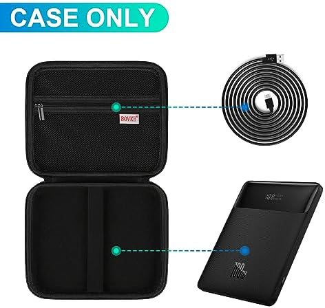 BOVKE Premium EVA Hard Case for Baseus 100 W Blade USB-C Laptop Charger – Shockproof Storage Solution with Mesh Pocket for Cables – Perfect for Travel and Organization – Enhanced Protection for Power Banks and Accessories – Sleek Black Design with Detachable Lanyard and Carabiner for Versatile Carrying Options – Ideal for Business Trips and Daily Commutes – Fits Baseus Blade HD 20000 m Ah and 65 W Slim Power Packs – Durable, Water-Resistant Material Ensures Safe Transportation of Your Devices – Elevate Your Charging Experience with This Essential Accessory