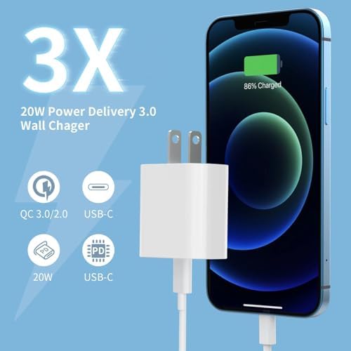 i GENJUN 4 Pack USB C Fast Charger Block – 20 W Power Delivery 3.0 Wall Adapter for i Phone 16/15/14, Galaxy & Pixel – Portable Type C Power Adapter for Air Pods Pro – Compact Travel Essential with Superior Speed and Compatibility