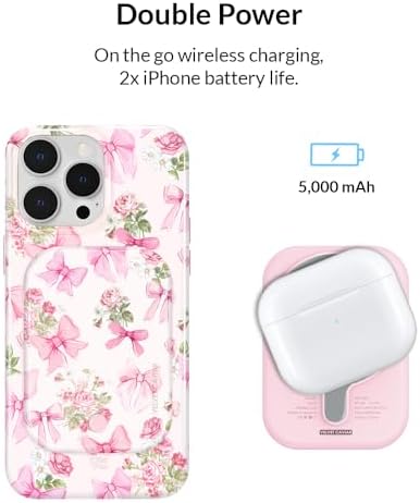 Stylish Hot Pink Leopard VELVET CAVIAR Magnetic Power Bank – Mag Safe Compatible Slim Charger for i Phone 12, 13, 14, 15 – Fast 5000 m Ah Portable Battery Pack with USB-C for Effortless Charging on the Go