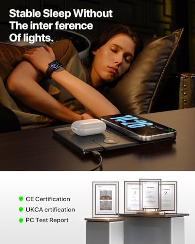 EXW 2024 Premium 3-in-1 Charging Station for Apple: Fast Wireless Charger for i Phone 16, 15, 14, 13, 12, 11 Pro Max, XR, XS & Air Pods with Apple Watch Dock – Streamline Your Charging Experience & Optimize Space with Enhanced Compatibility (Adapter Not Included)