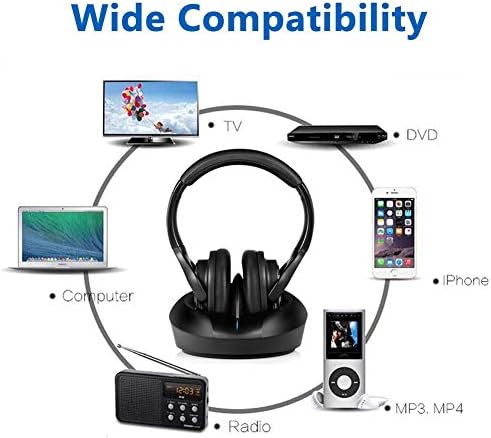 ZANCHIE Wireless Over-Ear Headphones with RF Transmitter Dock – Premium Digital Stereo Sound Designed for Seniors and Hearing Impaired – Ultimate Comfort and Seamless TV Audio Experience for Endless Enjoyment