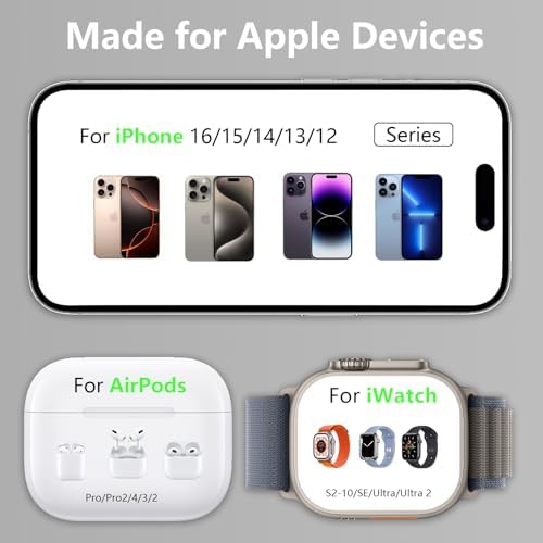2025 Advanced 3-in-1 Magnetic Wireless Charging Station for Apple Devices – Fast Charging Stand for i Phone 16/15/14/13/12, Apple Watch Series & Air Pods – Enhanced Stability, Efficient Magnetism & Intelligent Safety Features – Perfect Gift for Tech-Savvy Couples