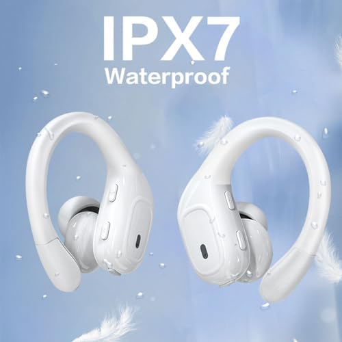 Ultimate Sport-Ready Bluetooth Earbuds with 90-Hour Battery Life – Deep Bass Audio, IPX7 Waterproof Protection, Secure Earhook Design, LED Charging Case for Seamless i OS & Android Connectivity