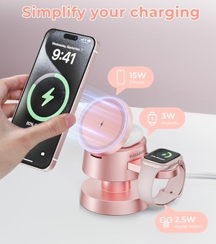Sleek 4-in-1 Wireless Charging Station with Night Lamp – Fast Aluminum Alloy Charger Dock for i Phone 16/15/14/13/12, Apple Watch & Air Pods – Multi-Device Convenience in Stylish Grey Finish – Ideal for Decluttering Nightstands and Workspaces