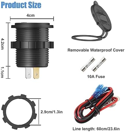 High-Performance 12 V USB C Car Charger Socket – 38 W Waterproof Adapter with PD 3.0 & QC 3.0 for Rapid Device Charging in Cars, Trucks, RVs, and Marine – Features Integrated Power Switch & Voltmeter for Battery Health Monitoring
