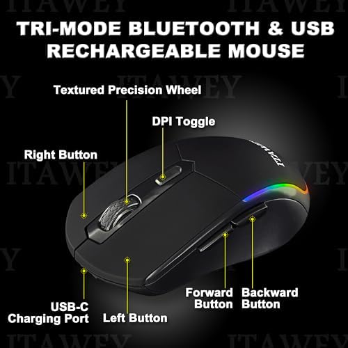 Ultimate Wireless Mouse & Pad Set – Quiet Rechargeable Bluetooth 5.2 & USB 2.4 G Dual Connectivity, 1600 DPI Precision, Compact Design for Laptops & Tablets – Enhance Your Workspace with Seamless Navigation and Productivity