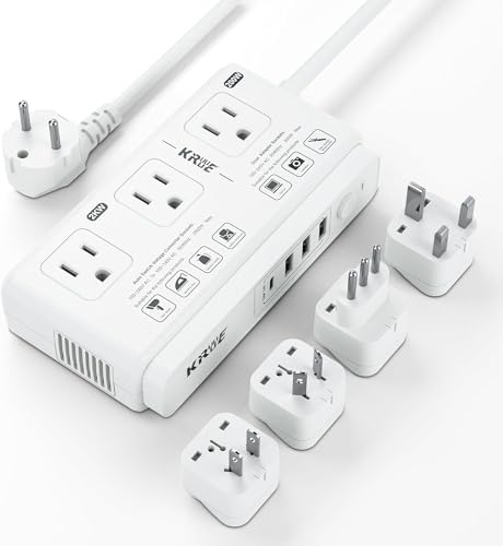 High-Power 2000 W Voltage Transformer Adapter – Premium 220 V to 110 V Travel Converter for High-Watt Hair Dryers and Electronics – Universal Plug Compatibility for US, EU, UK, and Italy – Efficient Fast Charging Solution for Global Travelers and Versatile Power Access