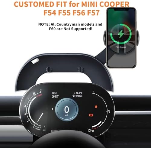 Upgrade Your Mini Cooper with the Persevere Car Phone Holder: Wireless Auto-Open/Close Charging for Circular Displays, Perfect Fit for 4-6.9” Smartphones, Enhanced Compatibility with F65, F66, J01, J05, F01 Models, Effortless Access and Fast Charging for Safe Navigation