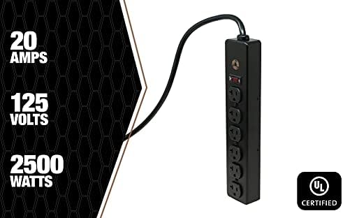 Heavy-Duty Magnetic Power Strip with 5 Outlets and 2.4 A USB – 8-Foot Cord for Ultimate Flexibility and Fast Charging, Ideal for Home and Jobsite Use