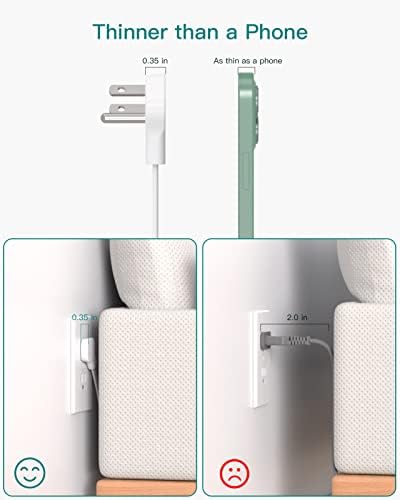 Ultra-Thin Flat Plug Power Strip with 12 AC Outlets – Addtam 5-Ft Surge Protector for Desk and Wall Mount – Multi-Device Charging Station for Home and Office – 1050 Joules Protection, Space-Saving Design for Tidy Workspaces and Enhanced Connectivity