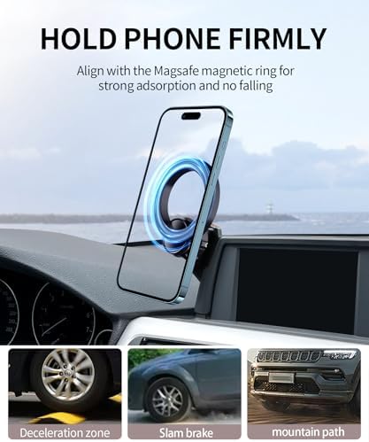 Premium BMW Phone Holder for 2014-2021 2 Series, 2012-2018 3 Series & 2014-2020 4 Series – 360° Rotating Magnetic Mount with Mag Safe Compatibility for Hands-Free Navigation and Modern Aesthetics – Secure Clip Design for Easy Installation and Enhanced Driving Safety