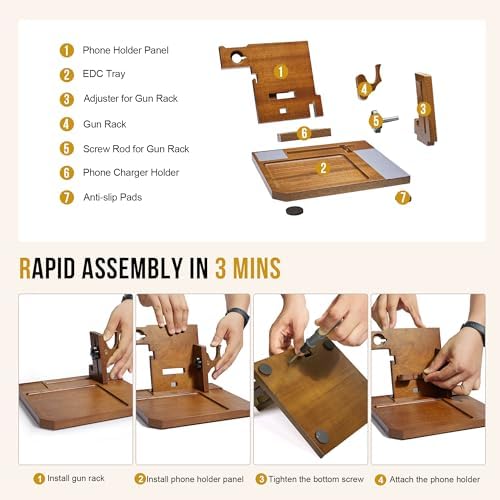 ONETIGRIS Nightstand Organizer, Gifts for Men Women Dad Husband Son Boyfriend Wife, Wood Phone Docking Station Gifts for Father’s Day, Birthday Mother’s Day and Valentine’s Day – Enhanced Compatibility and Speed