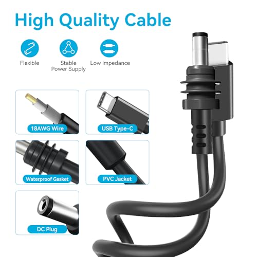 Starlink Mini USB C to DC Power Cable,5M/16.4FT, PD 20V Type C to DC Male Cord, Waterproof,Fireproof,Anti-UV,Compatible with 65W+PD 20V Protocol Power Bank/Source – Enhanced Compatibility and Speed