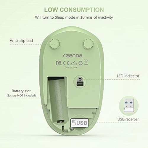 Light Blue Wireless Mouse – Ultra-Quiet 2.4 GHz Noiseless Computer Mouse with USB Receiver for Seamless Windows Experience – Portable, Ergonomic Design for Home, Office, or Travel