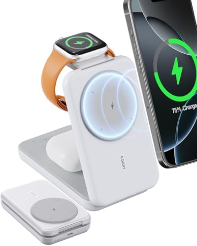 RORRY 10,000 m Ah 3-in-1 Portable Charging Station – Versatile Mag Safe Power Bank for i Phone 12-16 & Apple Watch 5-Ultra 2 – Compact, Foldable Design for Effortless Travel – Dual Charging Ports for Enhanced Efficiency and Speed
