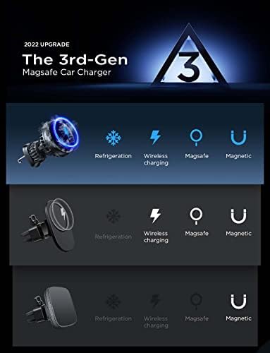 LISEN 15 W Magnetic Cooling Car Charger Mount for i Phone 16/15/14/13/12 Pro Max/Plus/Mini – Fast Wireless Charging with Integrated Fan Technology – Sleek Silver Design for Enhanced Compatibility and Optimal Device Temperature Control – Essential Automotive Accessory for On-the-Go Convenience and Efficiency