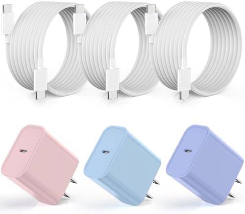 Boost Device Powering with the Apple i Phone 16/15 Fast Charge Essentials Set – MFi Certified 20 W USB-C Blocks & 6 FT Cables in Eye-Catching Purple for Unmatched Charging Speed – Ideal for i Phone 16/15 Series and i Pad with Advanced Durability and Flexibility