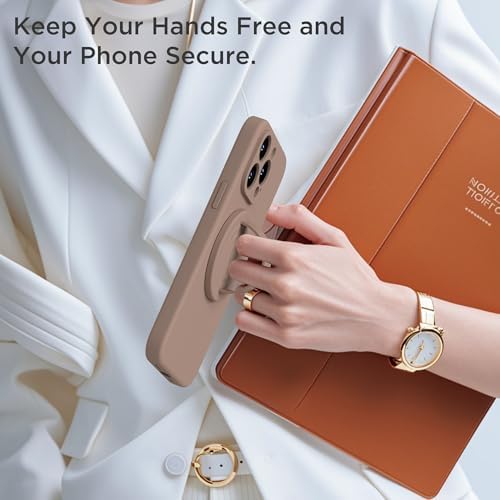 Upgraded Magnetic Phone Grip for i Phone: Premium Silicone Loop Holder with Mag Safe Compatibility – Ergonomic 360-Degree Stand, Non-Slip Design in Sleek Black for Enhanced Comfort and Secure Handling on i Phone 16/15/14/13/12 Pro Max/Plus