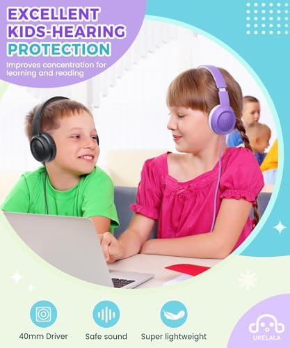 C3 Kids Foldable Wired Headphones – Lightweight On-Ear Design with Adjustable Headband for Optimal Comfort – Ideal for School, Home, and Travel – 3.5 mm Jack Compatible with Tablets and Laptops – Safe Sound Experience with Volume Limiter for Young Listeners
