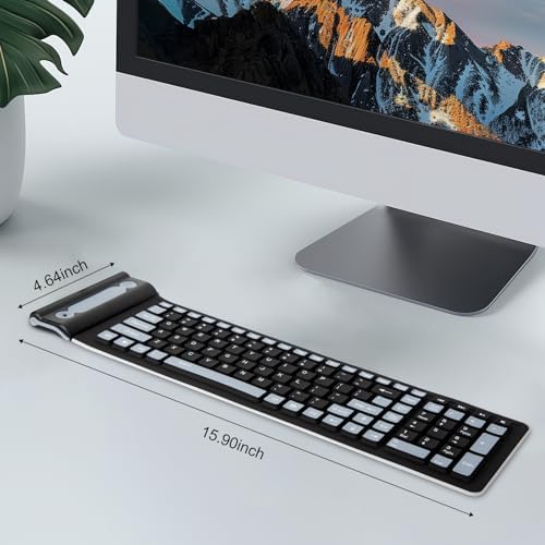 Sungwoo Foldable Wireless Silicone Keyboard – Lightweight, Waterproof & Dustproof Travel Companion for PC, Notebook & Laptop Users – Enhanced 2.4 GHz Connectivity for Seamless Typing on the Go