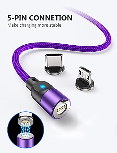 A.S 3-in-1 Magnetic Charging Cable for Enhanced Connectivity – Fast Charging and Data Sync for Micro USB, USB C, and i-Product Smartphones – Versatile 3.3 ft & 6.6 ft Lengths, Durable Black Design for Efficient Power Delivery and Hassle-Free Use
