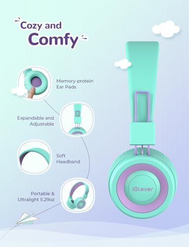 Stylish Pink i Clever BTH02 Kids Bluetooth Headphones – Unmatched 93-Hour Playtime, Lightweight & Foldable Design for Easy Portability, Fast Type-C Charging, Advanced Bluetooth 5.4 Connectivity, Safe Volume Limiting for Young Learners, Perfect for Music, Audiobooks, and School Use – Your Child’s Ultimate Audio Experience