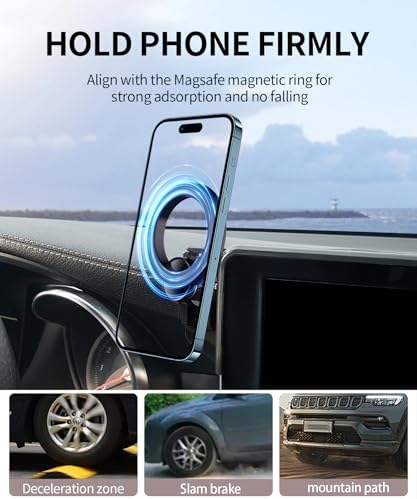 Premium 360° Rotation Car Phone Holder for 2023-2025 Mercedes Benz GLC & 2022-2025 C-Class – Mag Safe Compatible Mount for 12.3-Inch Digital Instrument Cluster – Secure Clip Design for Enhanced Stability & Hands-Free Convenience – Ideal Smartphone Accessory for Navigation and Calls