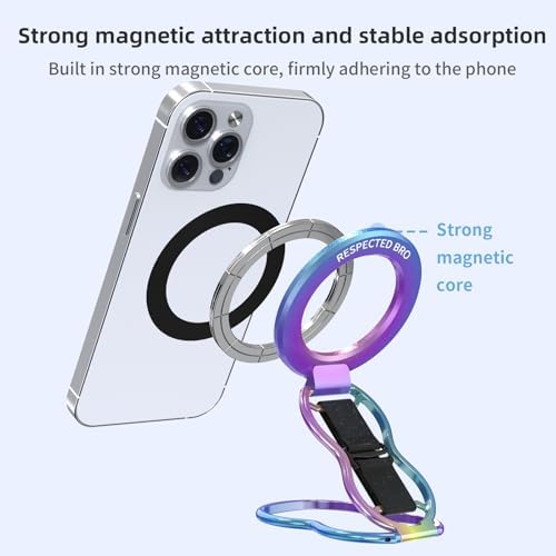 Elevate Your Smartphone Experience with RESPECTED-BRO 4-in-1 Magnetic Phone Grip Stand – Ultimate Kickstand, Secure Finger Strap, and Universal Compatibility for i Phone & Android (Silver) – Perfect for Hands-Free Convenience and Enhanced Usability